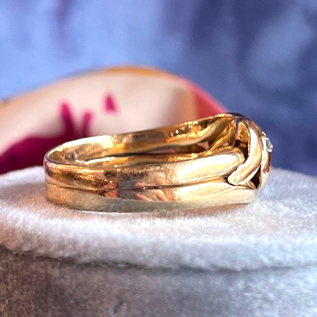 Antique Victorian Double Snake Diamond Gold Ring Men’s c. 1890