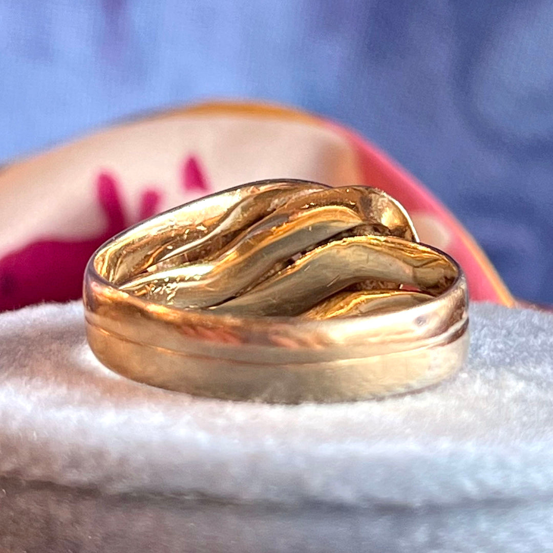 Antique Victorian Double Snake Diamond Gold Ring Men’s c. 1890
