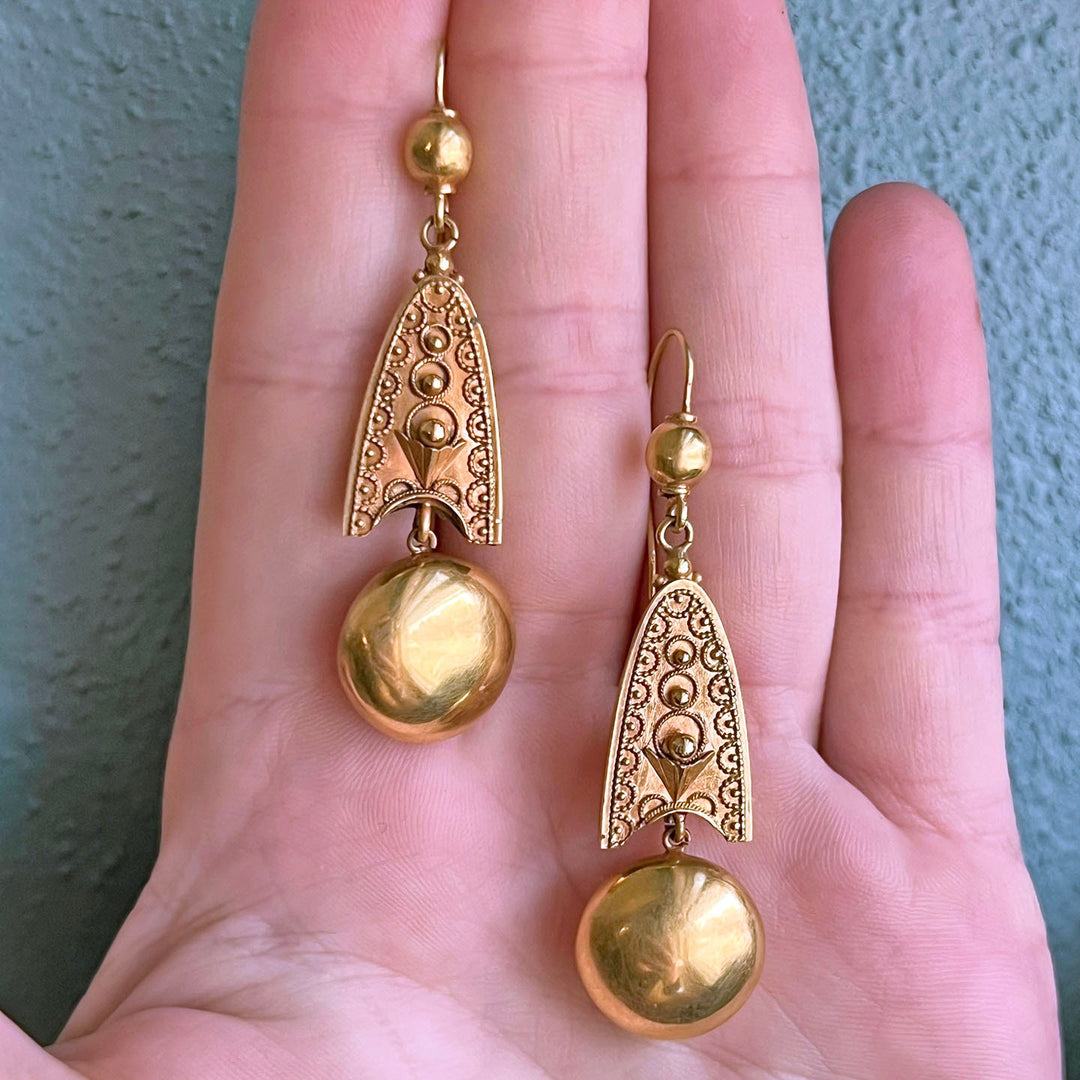 Antique Etruscan Revival earrings classic Victorian design