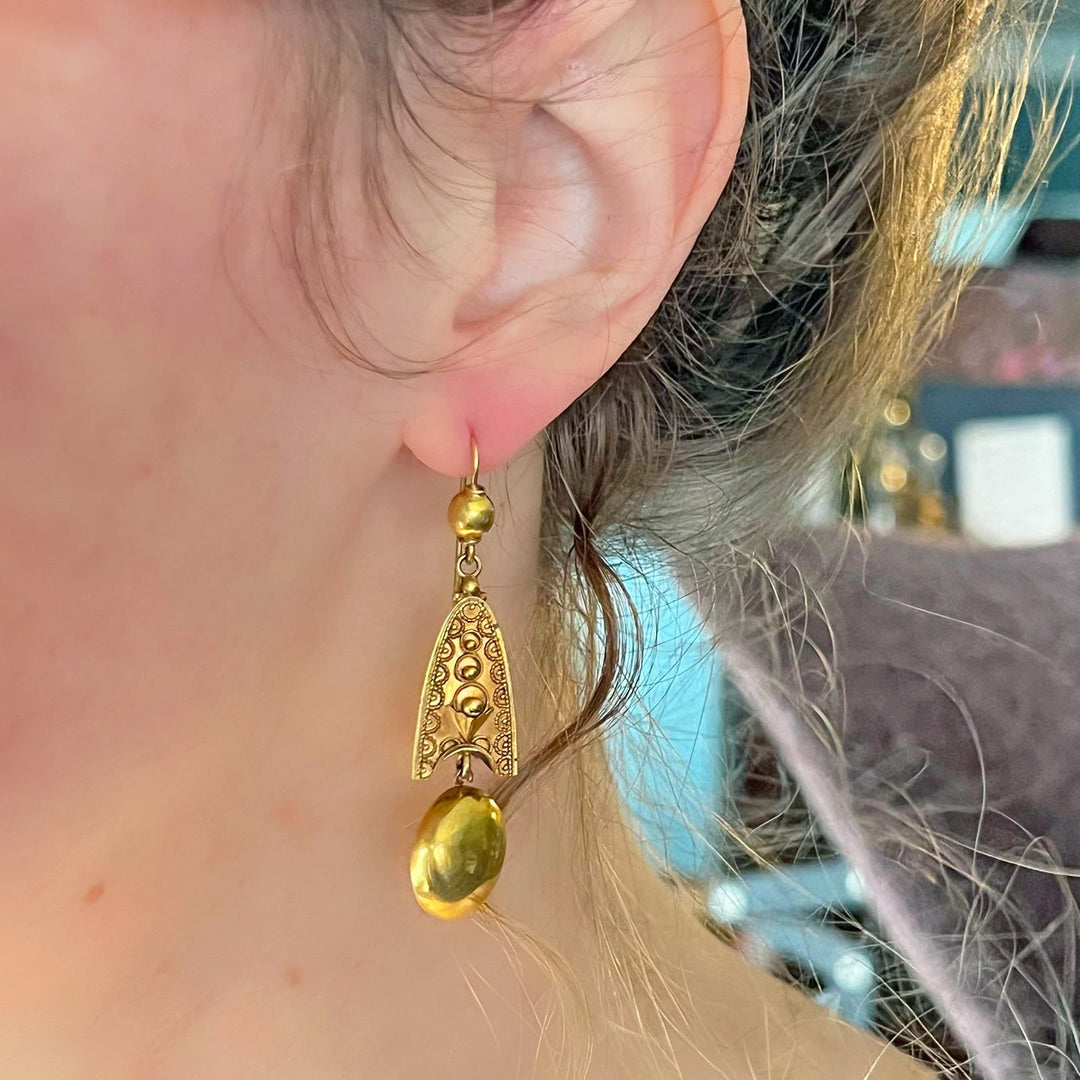 Antique Etruscan Revival earrings classic Victorian design