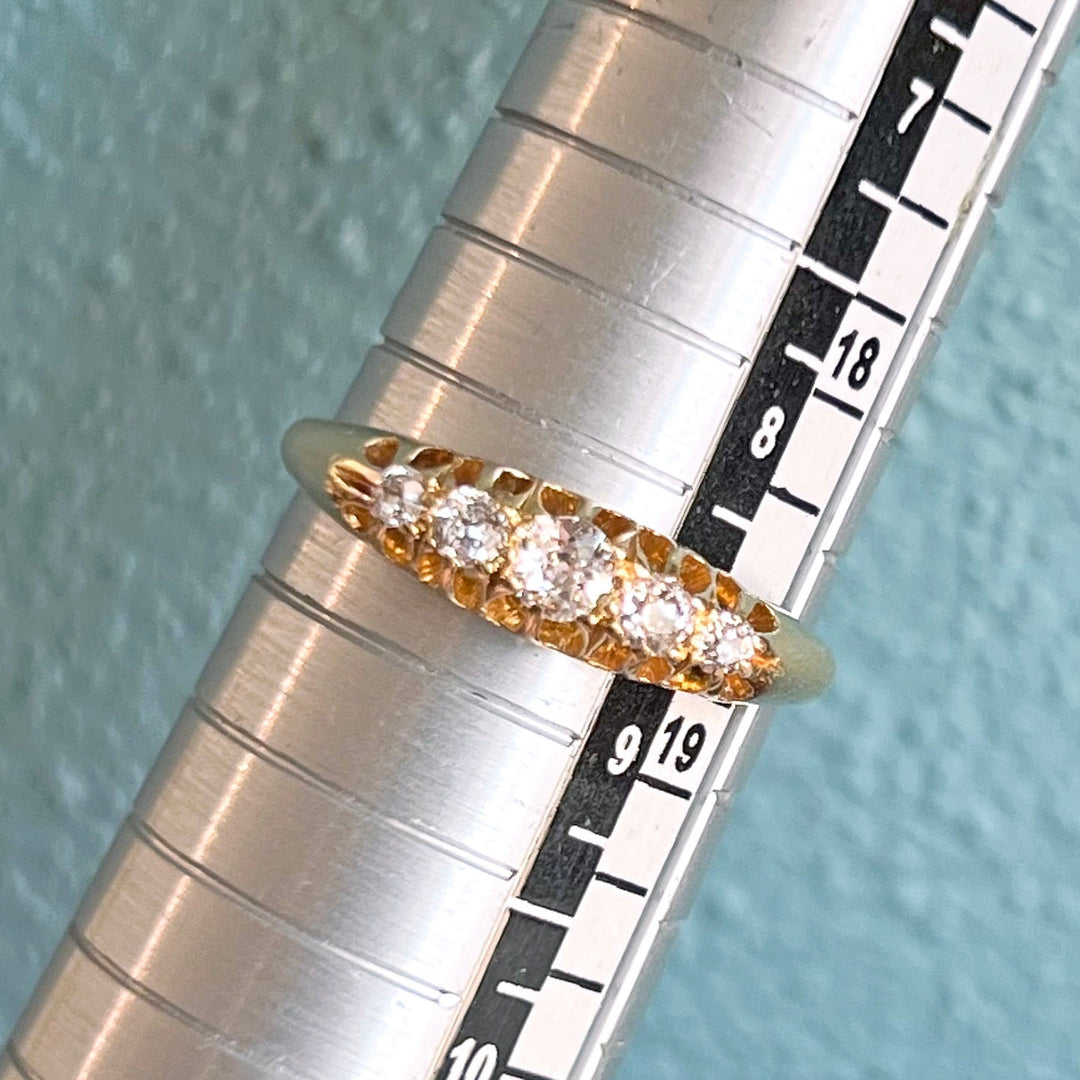 Antique Victorian Five-Diamond Ring 18k Gold, London 1897
