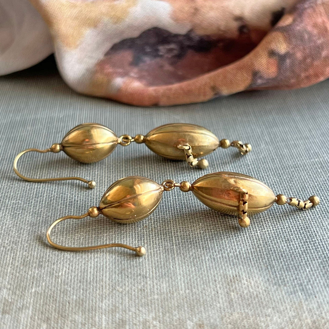 Antique Victorian Gold Articulated Drop Earrings, c.1870