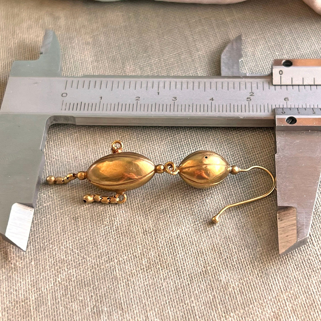 Antique Victorian Gold Articulated Drop Earrings, c.1870