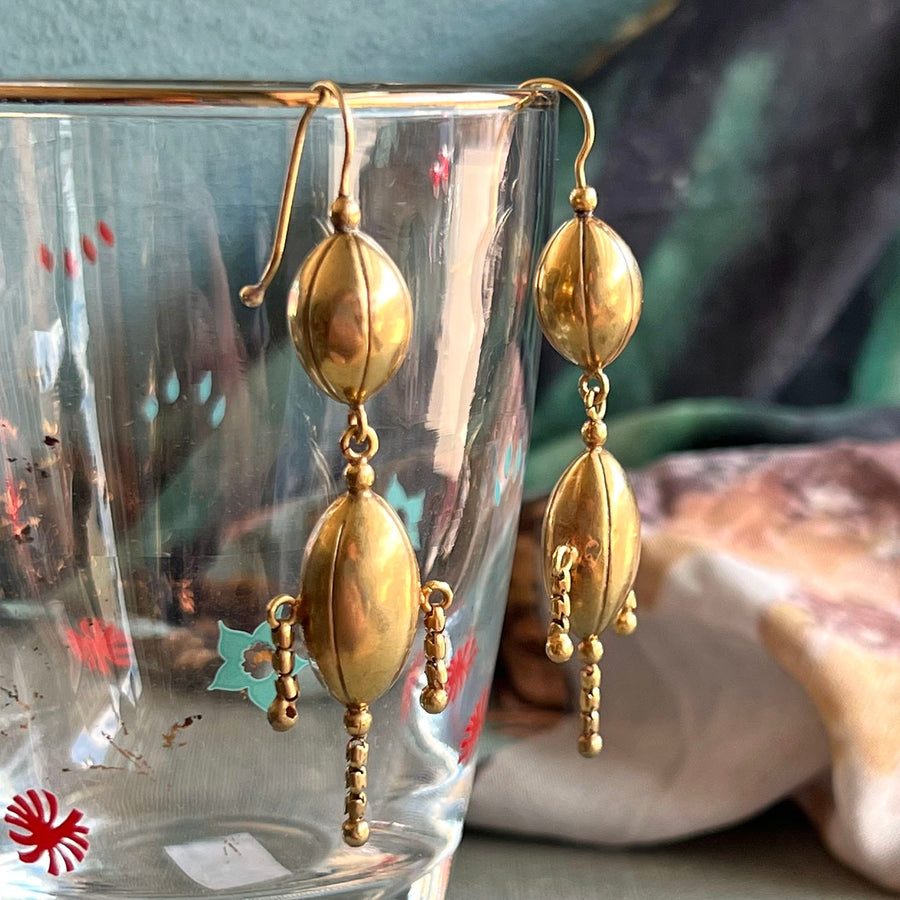 Antique Victorian Gold Articulated Drop Earrings, c.1870
