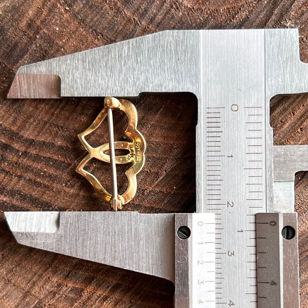 Antique Victorian Gold Brooch Double Heart Seed Pearl c. 1900