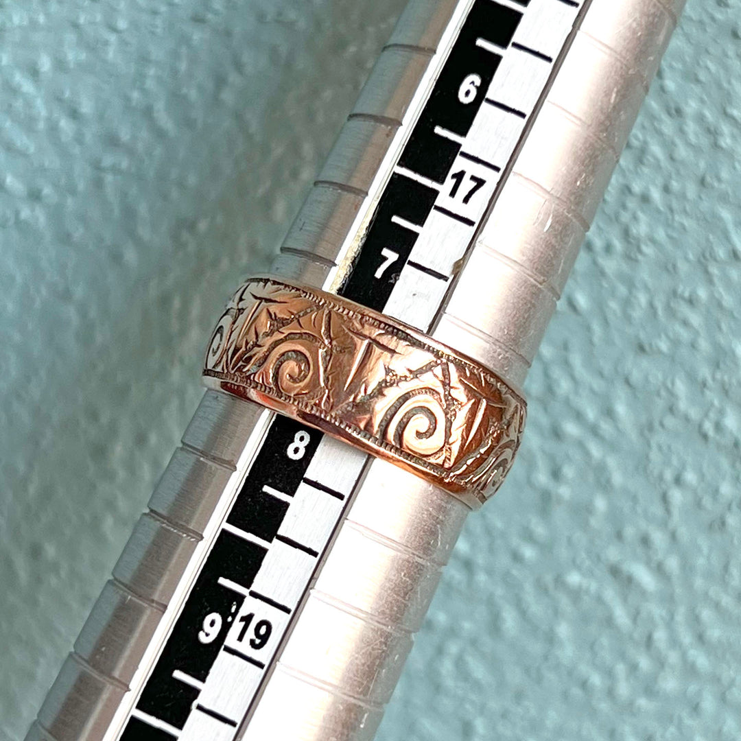 Antique Victorian Gold Engraved Band, 9 Karat Birmingham 1892