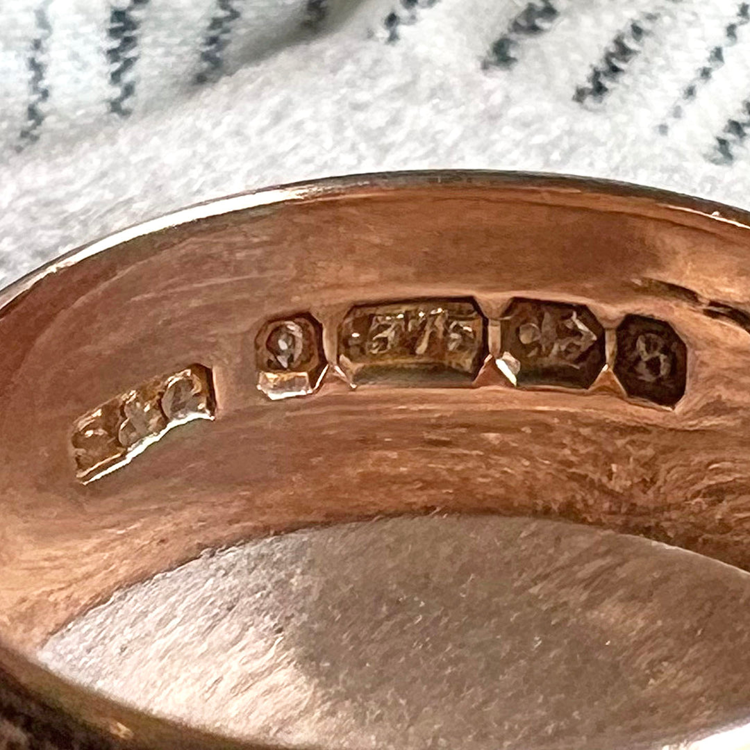 Antique Victorian Gold Engraved Band, 9 Karat Birmingham 1892