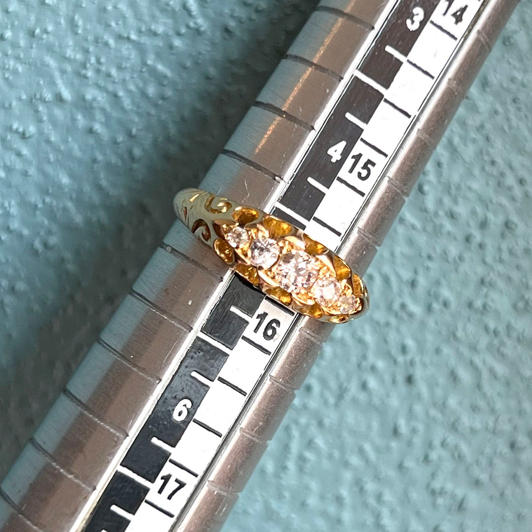 Antique Victorian Gold Five-Stone Diamond Ring, Chester 1901