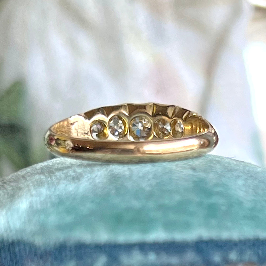 Antique Victorian Gold Five-Stone Diamond Ring, Chester 1901