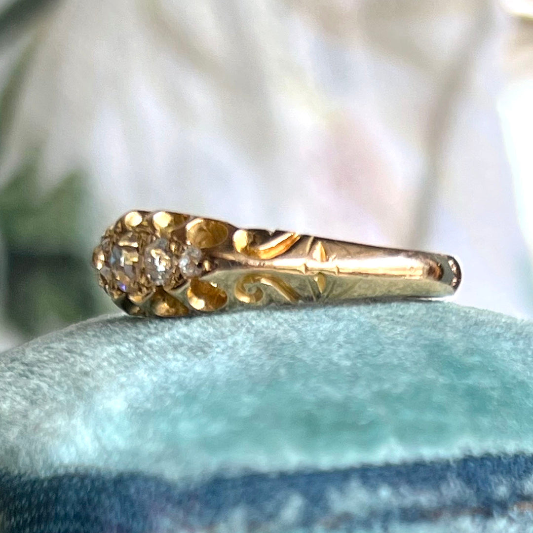 Antique Victorian Gold Five-Stone Diamond Ring, Chester 1901