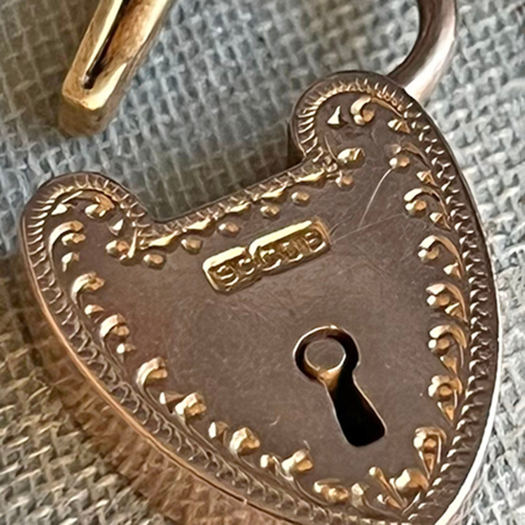 Detail of heart motif on antique gold bracelet