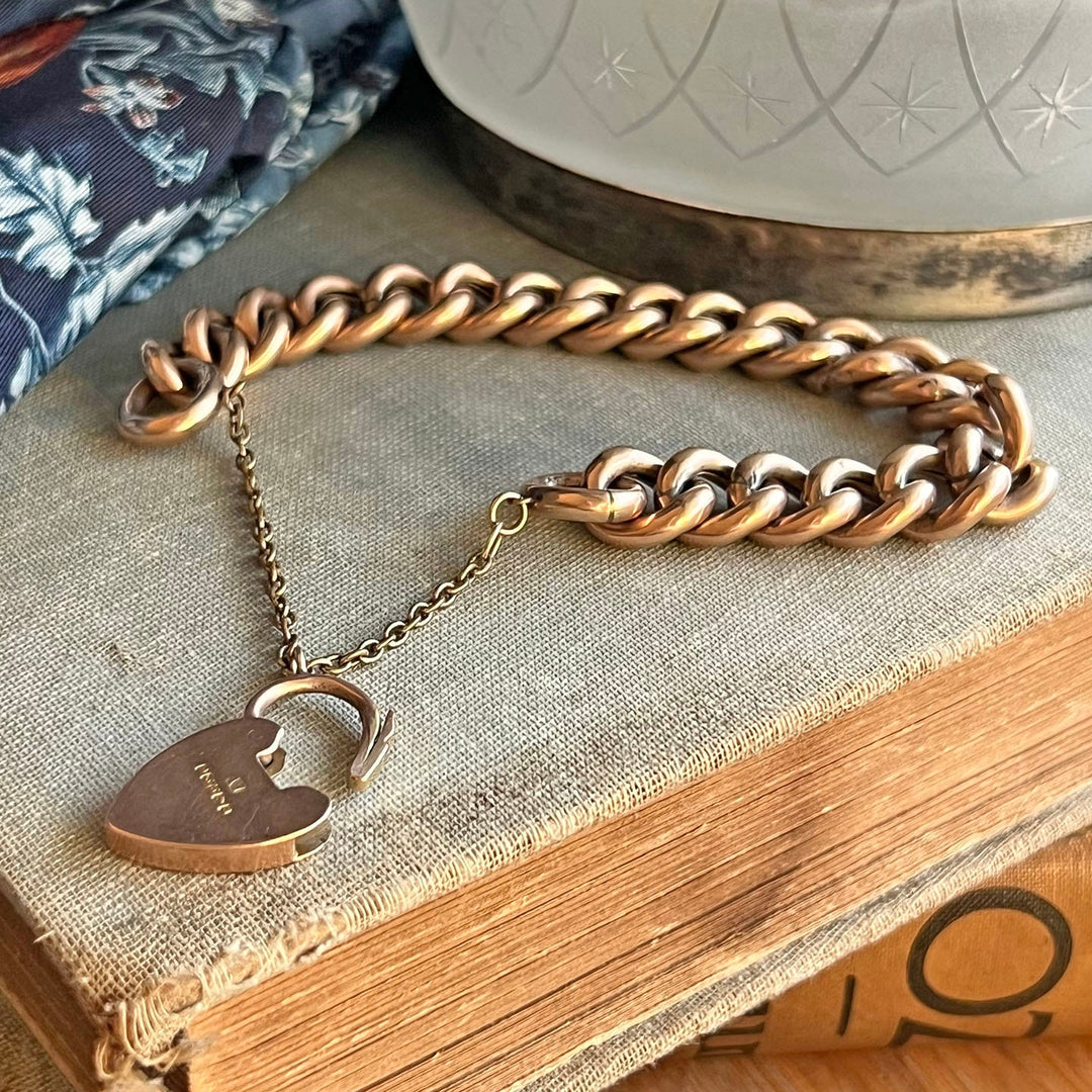 Antique gold curb bracelet romantic design
