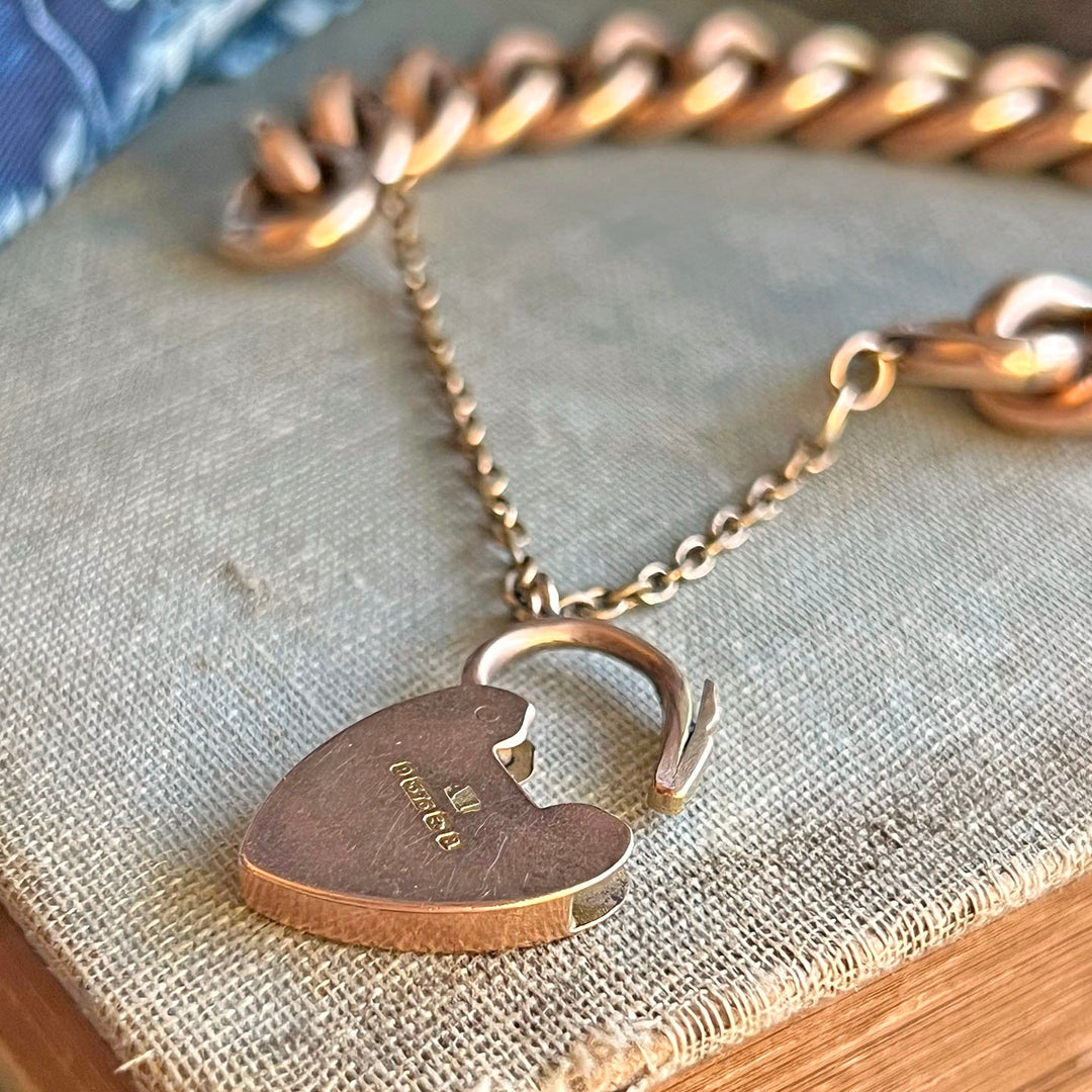 Side profile of heart padlock bracelet