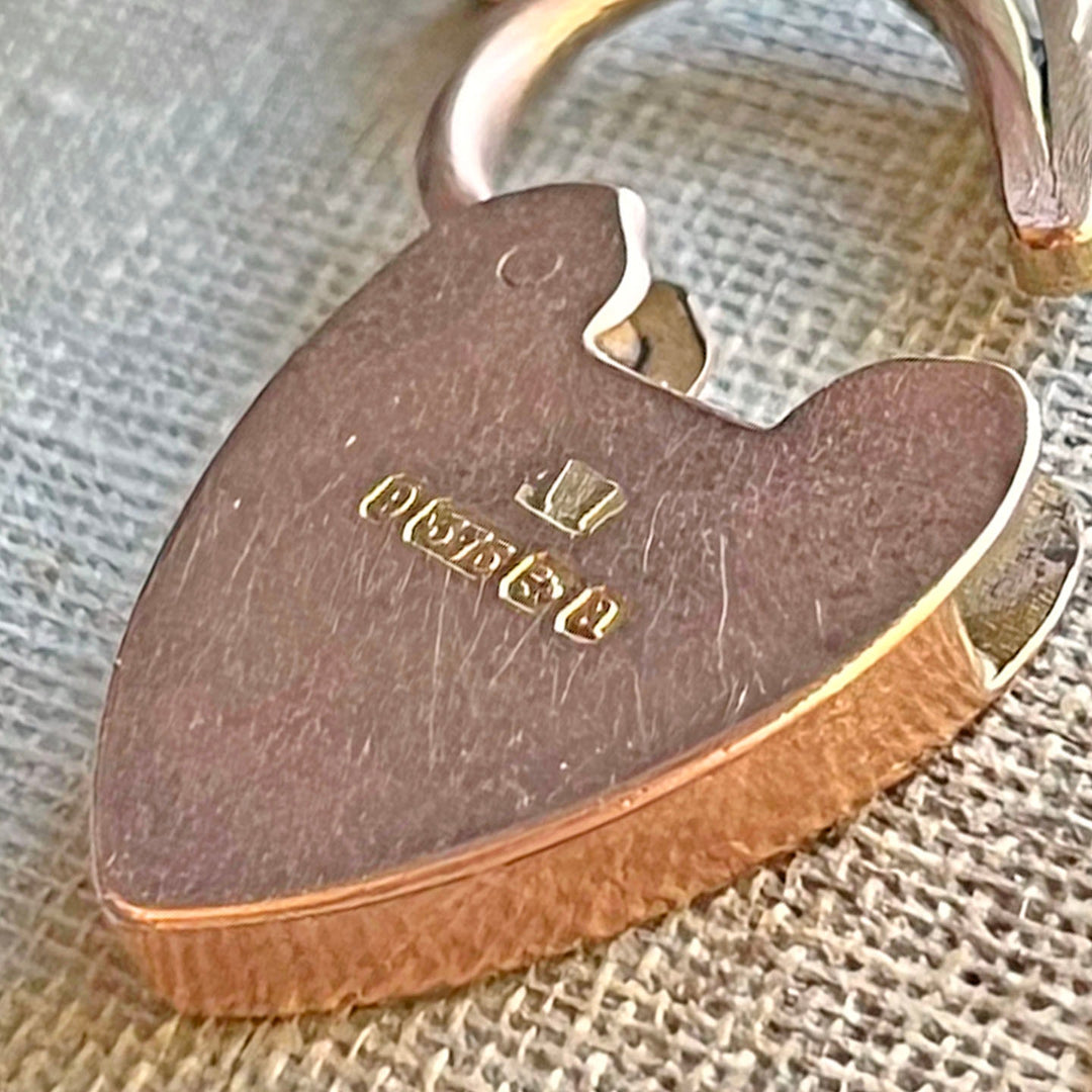 Antique Victorian Gold Heart Padlock Curb Link Bracelet, Birmingham 1900