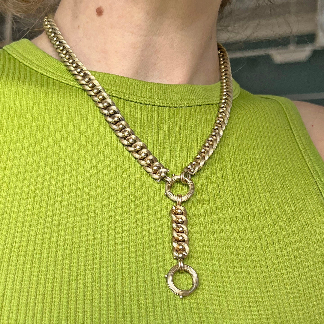 Antique Victorian gold link collar necklace articulated design