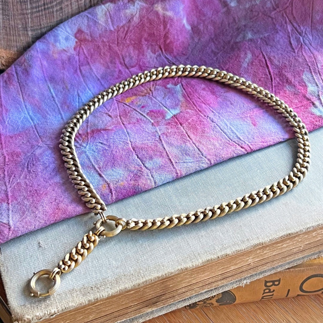 Antique Victorian gold link collar necklace articulated design