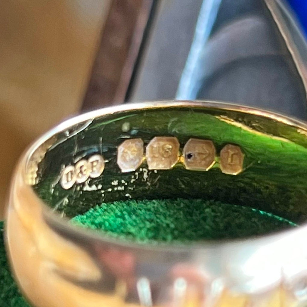 Detail of MIZPAH engraving on antique ring