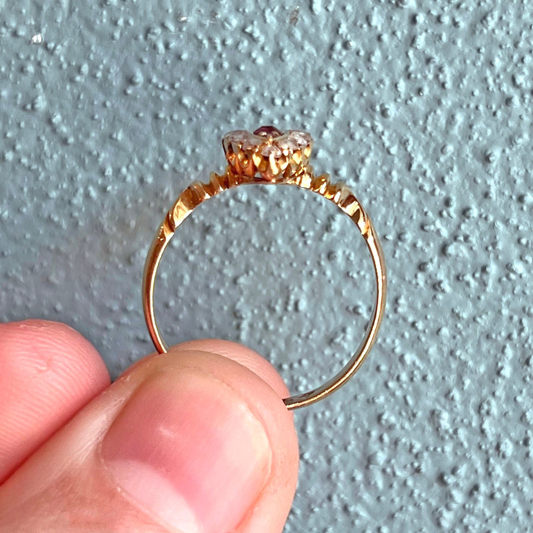 Side profile of antique navette ring
