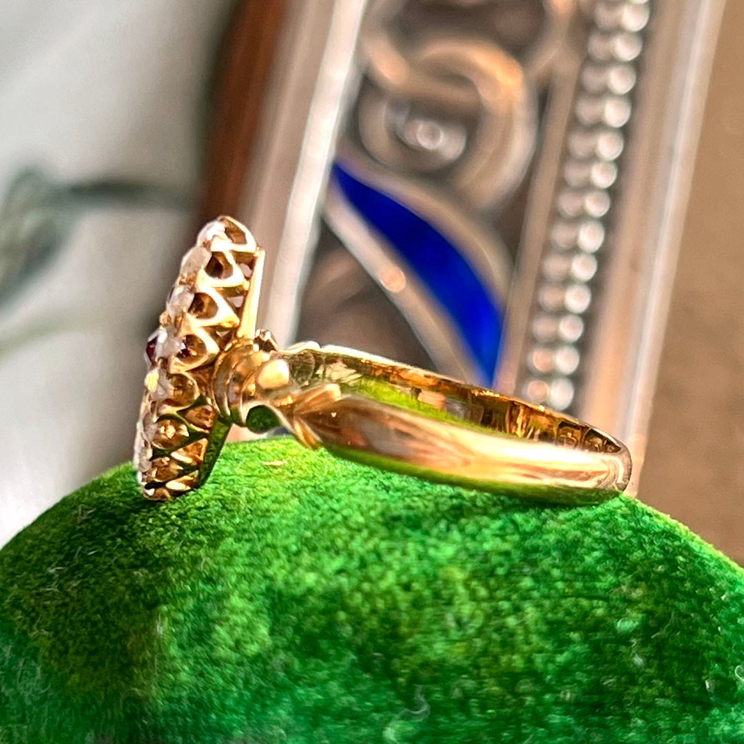 Side profile of antique navette ring