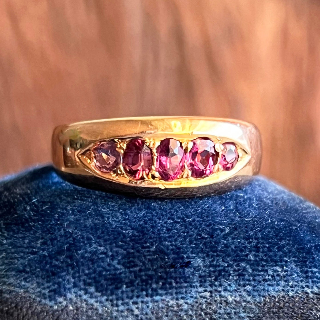 Antique Victorian gold ruby five stone ring