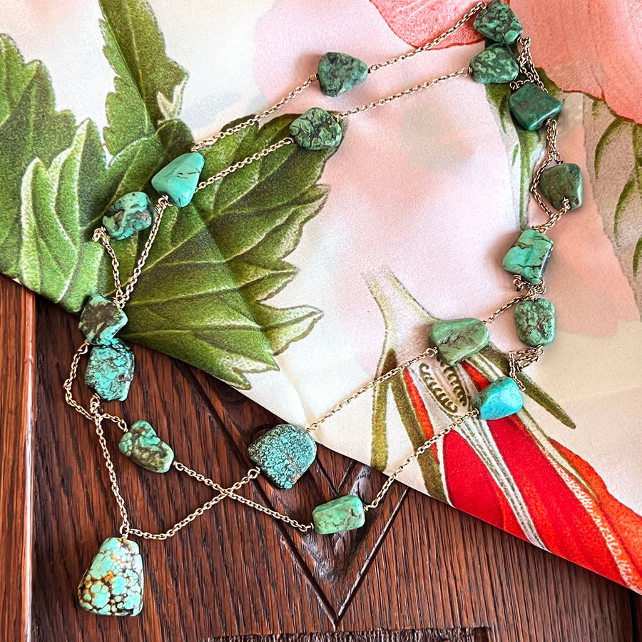 Antique Victorian Gold and Turquoise Necklace c. 1890