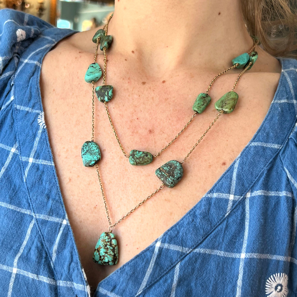 Antique Victorian Gold and Turquoise Necklace c. 1890
