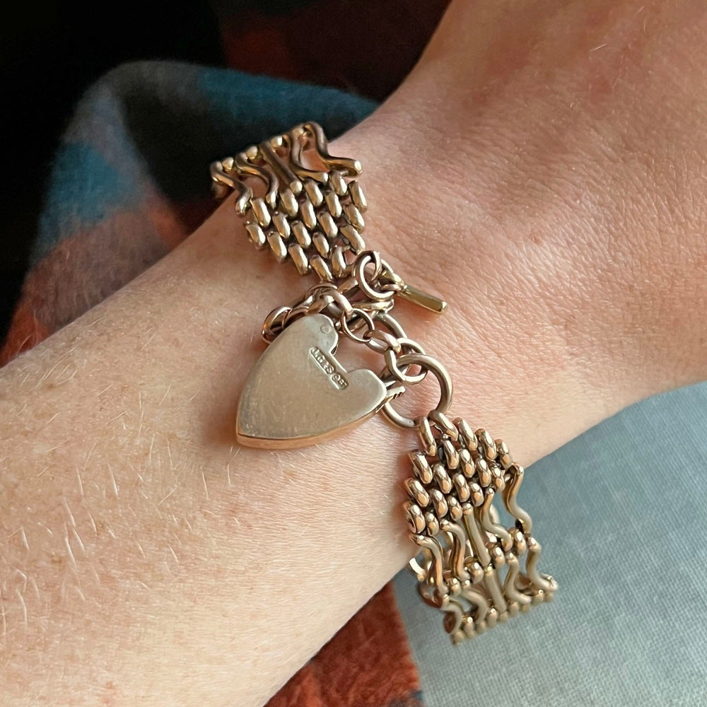 Antique Victorian gold bracelet on wrist