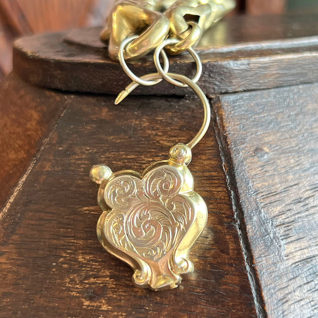 Antique Victorian Heart Lock Bracelet Silver Gilt c. 1850
