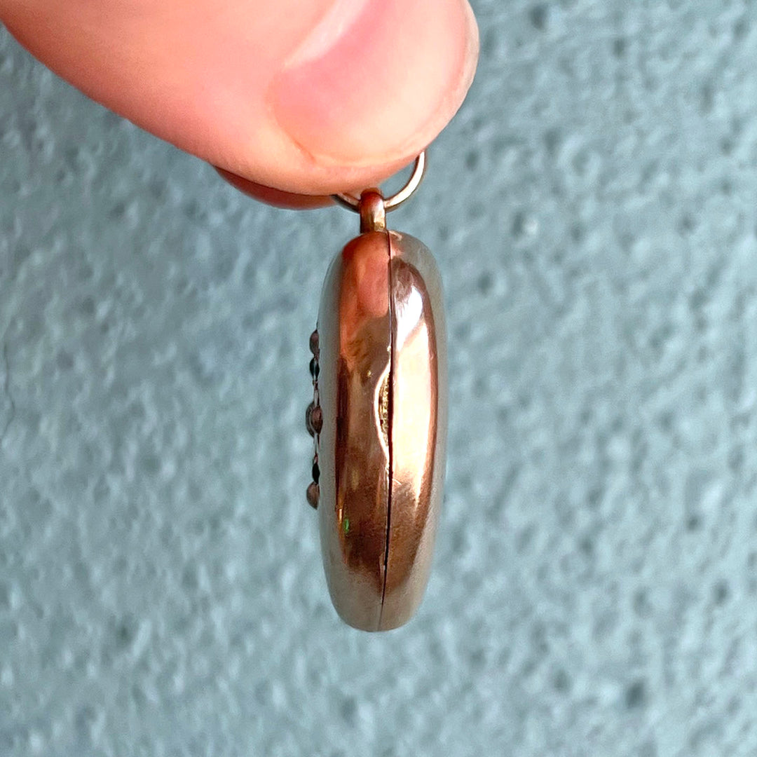 Antique Victorian Heart Locket Gold Turquoise & Pearl, c.1890