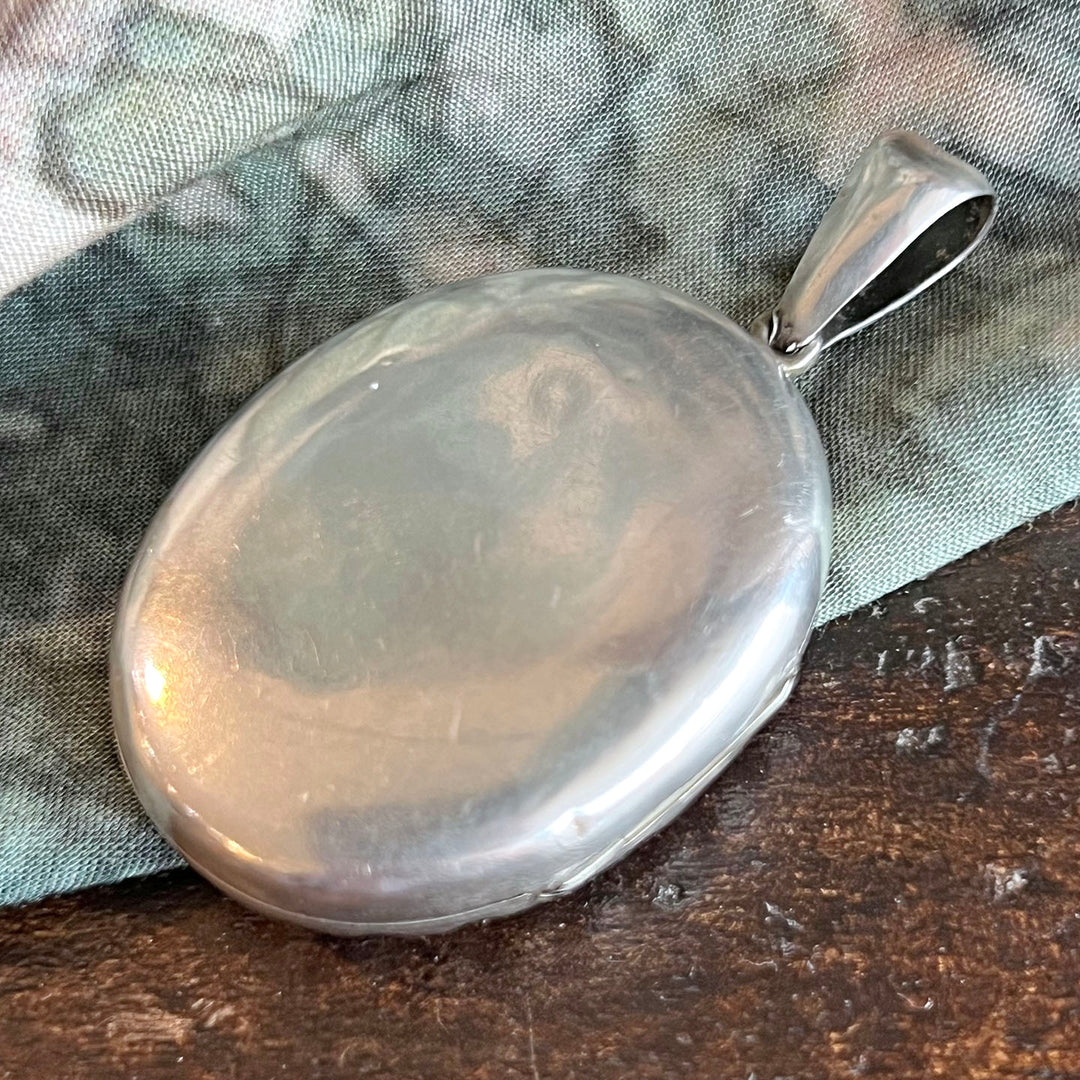 Antique Victorian Locket Silver and Gold-Embellished Floral c. 1880