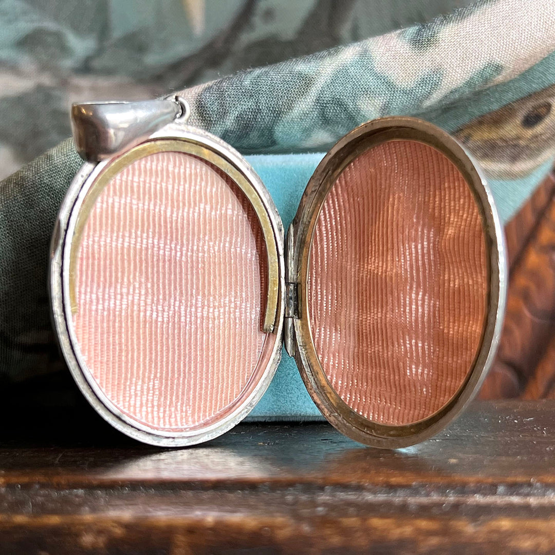 Antique Victorian Locket Silver and Gold-Embellished Floral c. 1880