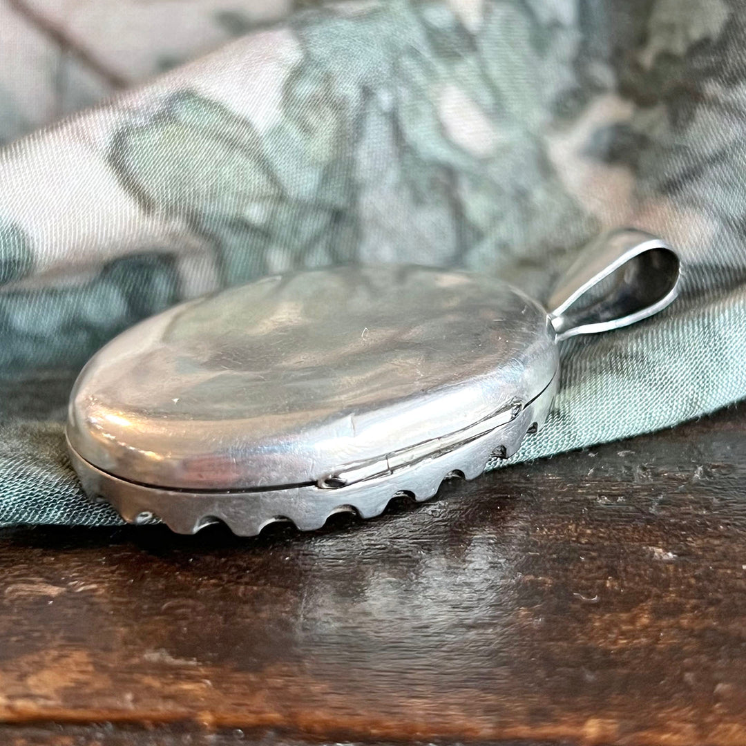 Antique Victorian Locket Silver and Gold-Embellished Floral c. 1880