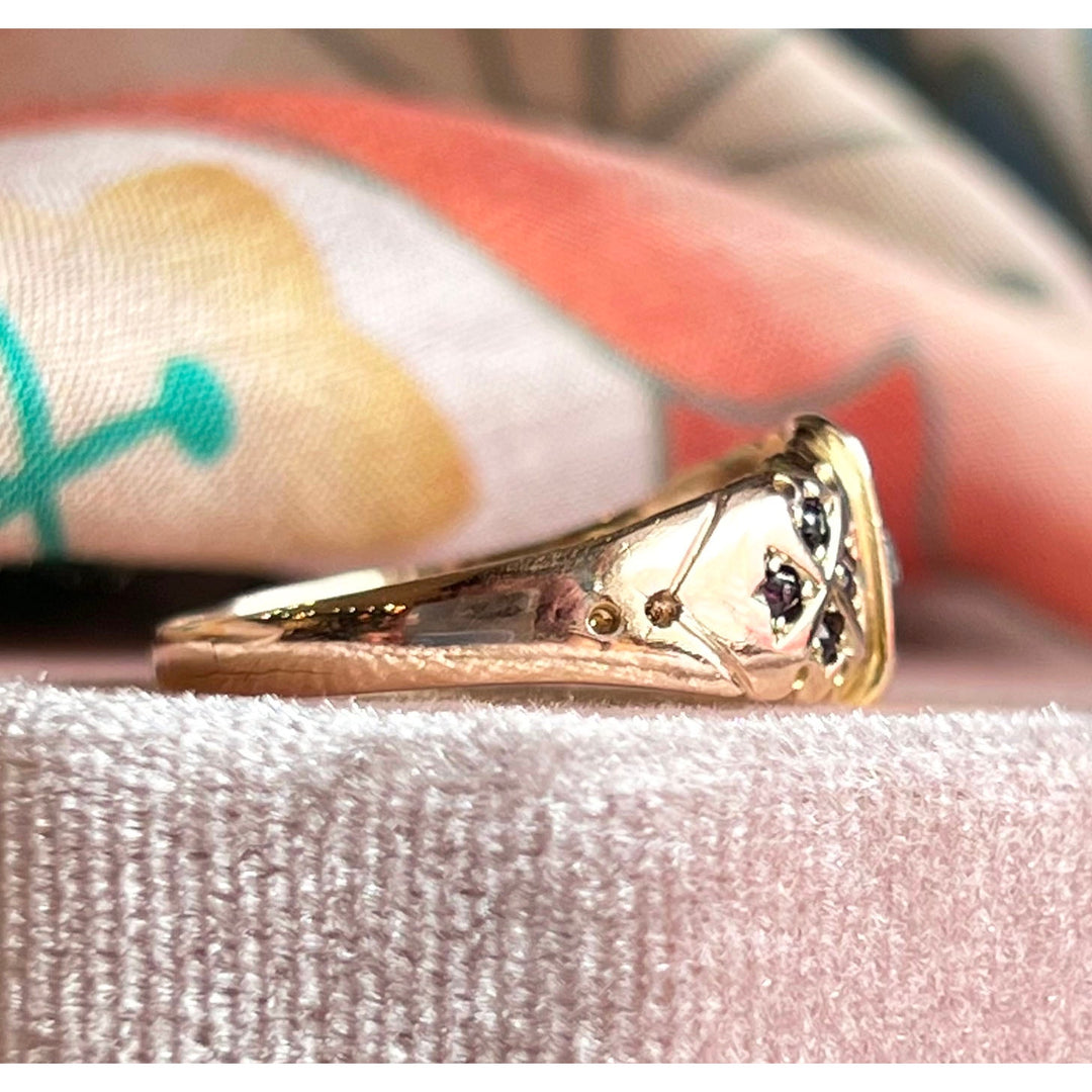 Antique Victorian Ring Gold Ruby Diamond, Chester 1892