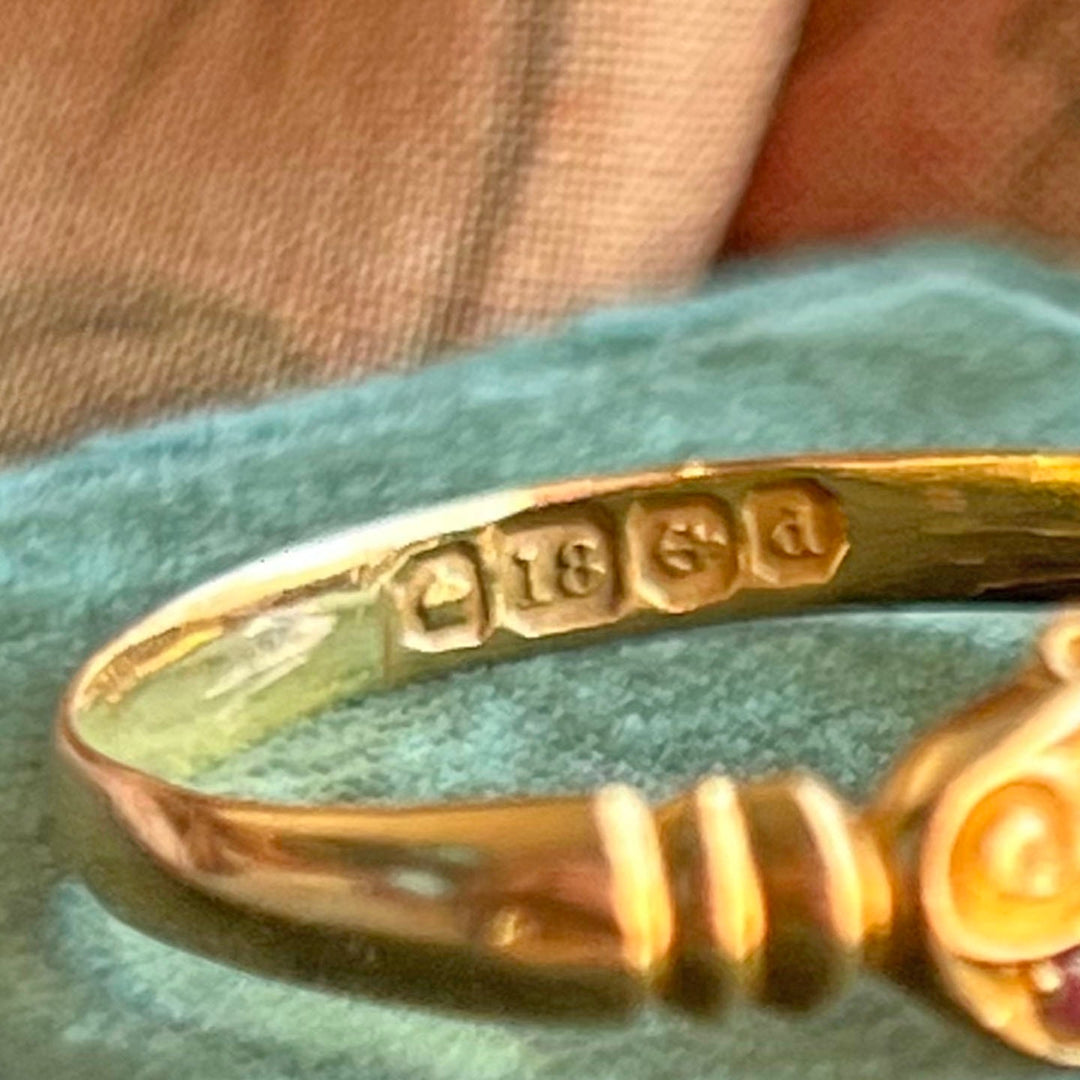 Antique Victorian Ruby Diamond Ring 18k Gold Birmingham 1903