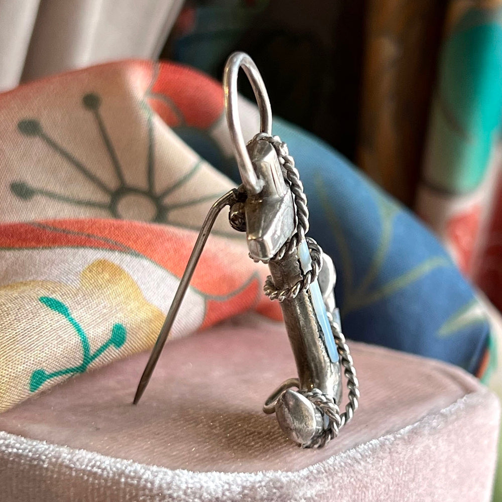 Antique Victorian Scottish Anchor Brooch Silver Granite, c. 1890