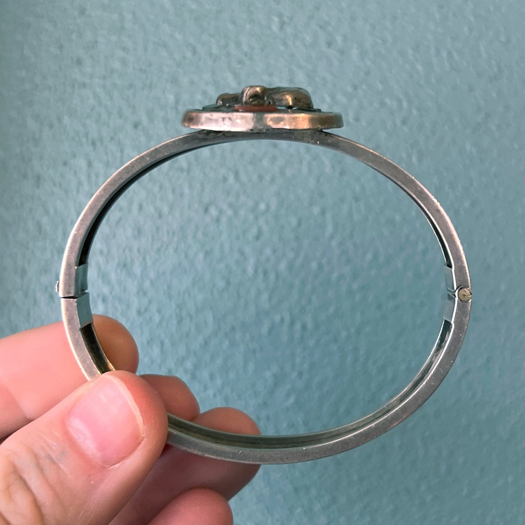 Antique Victorian Scottish Bangle Silver Agate Horseshoe & Horse, c. 1890