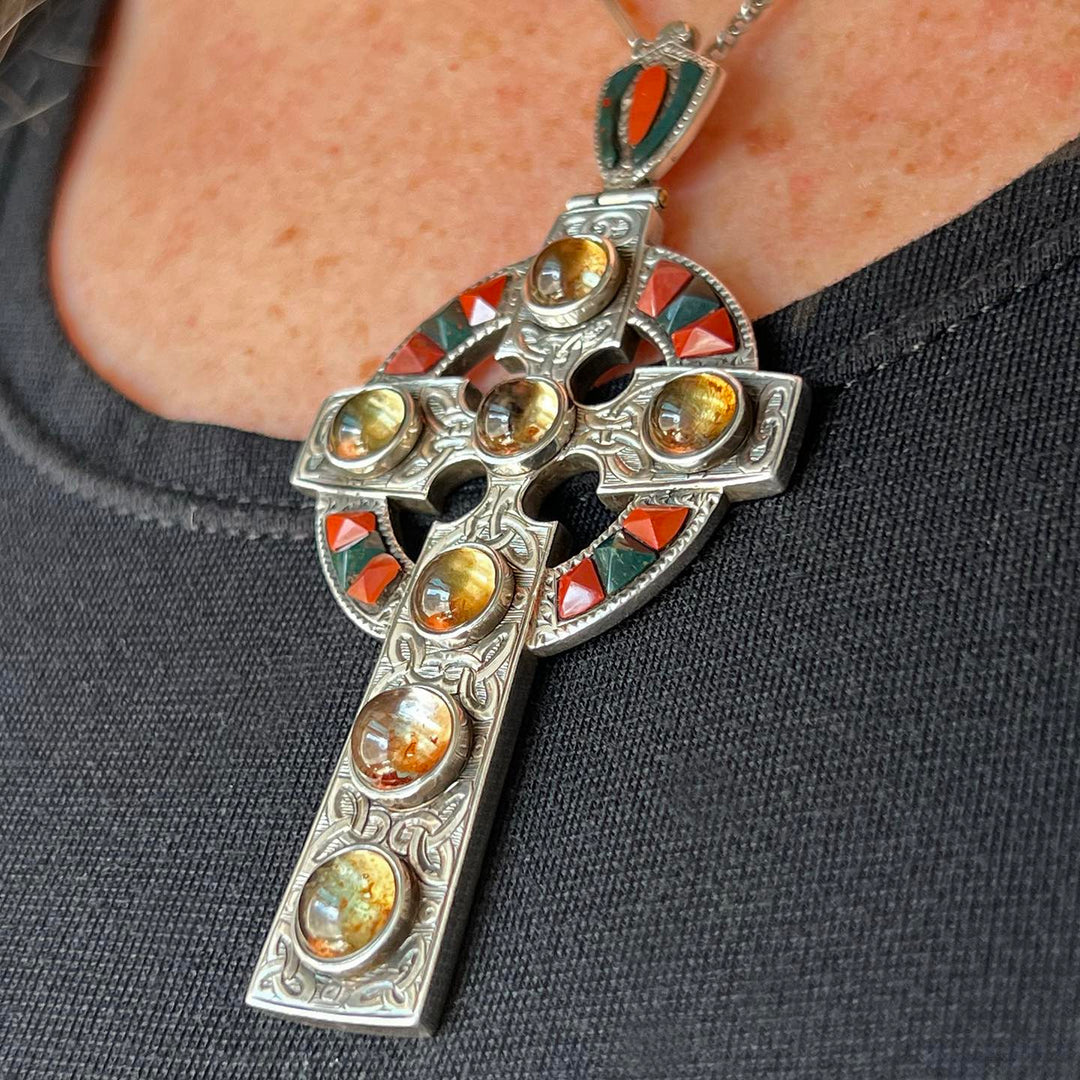 Antique Victorian Scottish Cross Silver Agate Citrine, c.1900