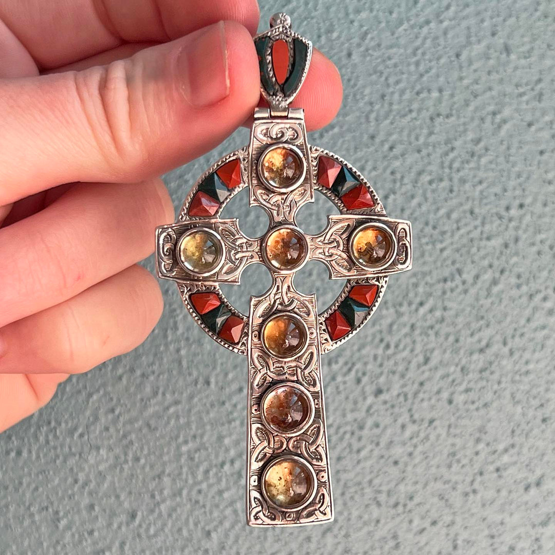 Antique Victorian Scottish Cross Silver Agate Citrine, c.1900
