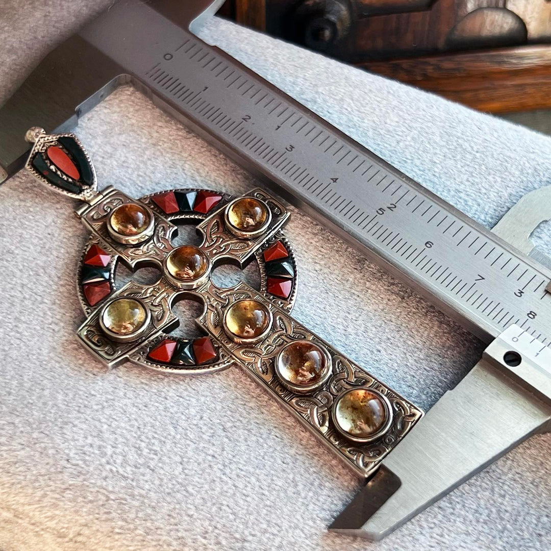 Antique Victorian Scottish Cross Silver Agate Citrine, c.1900