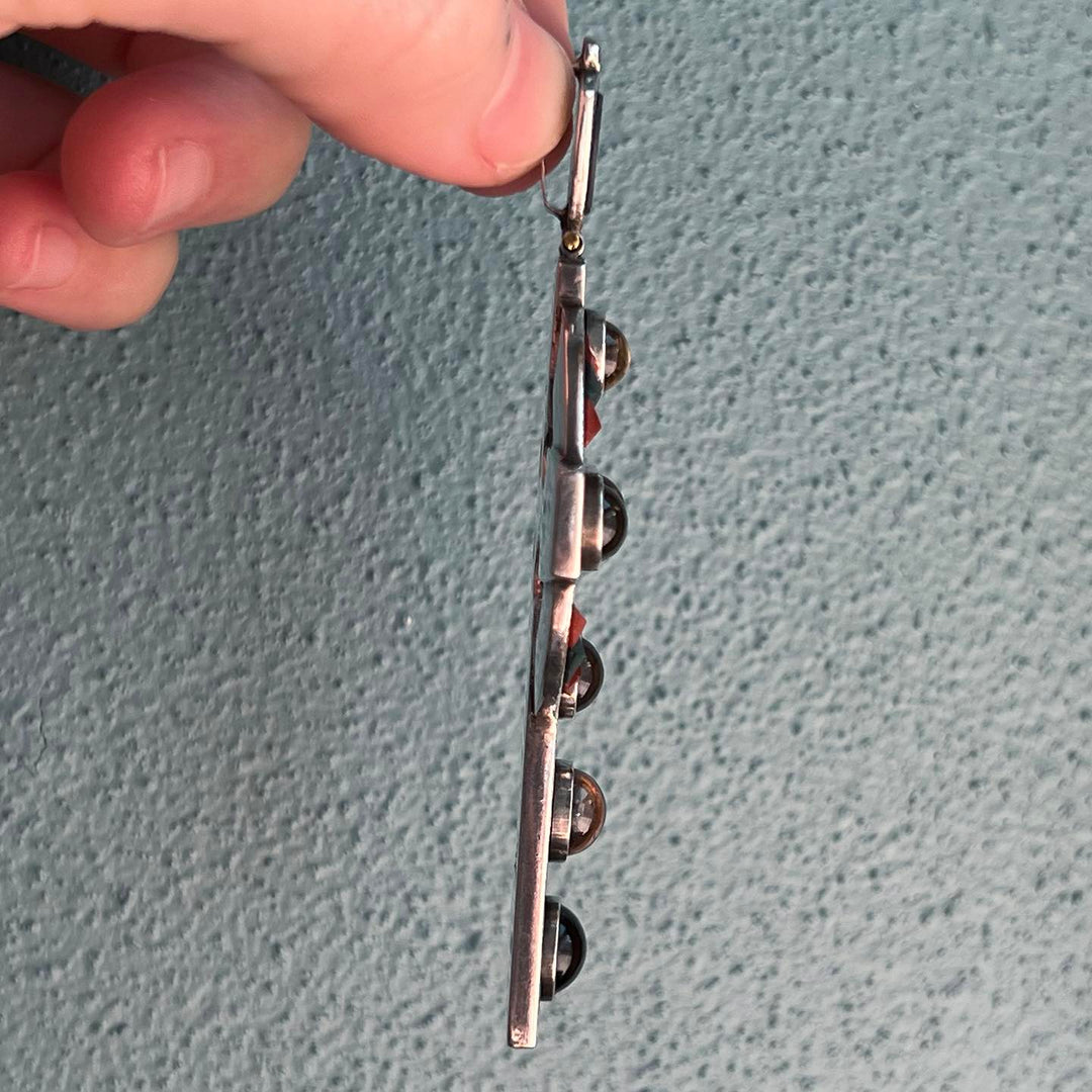 Antique Victorian Scottish Cross Silver Agate Citrine, c.1900