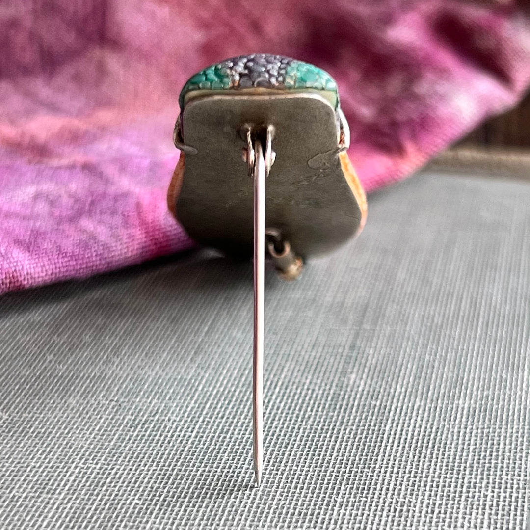 Antique shagreen jewelry brooch