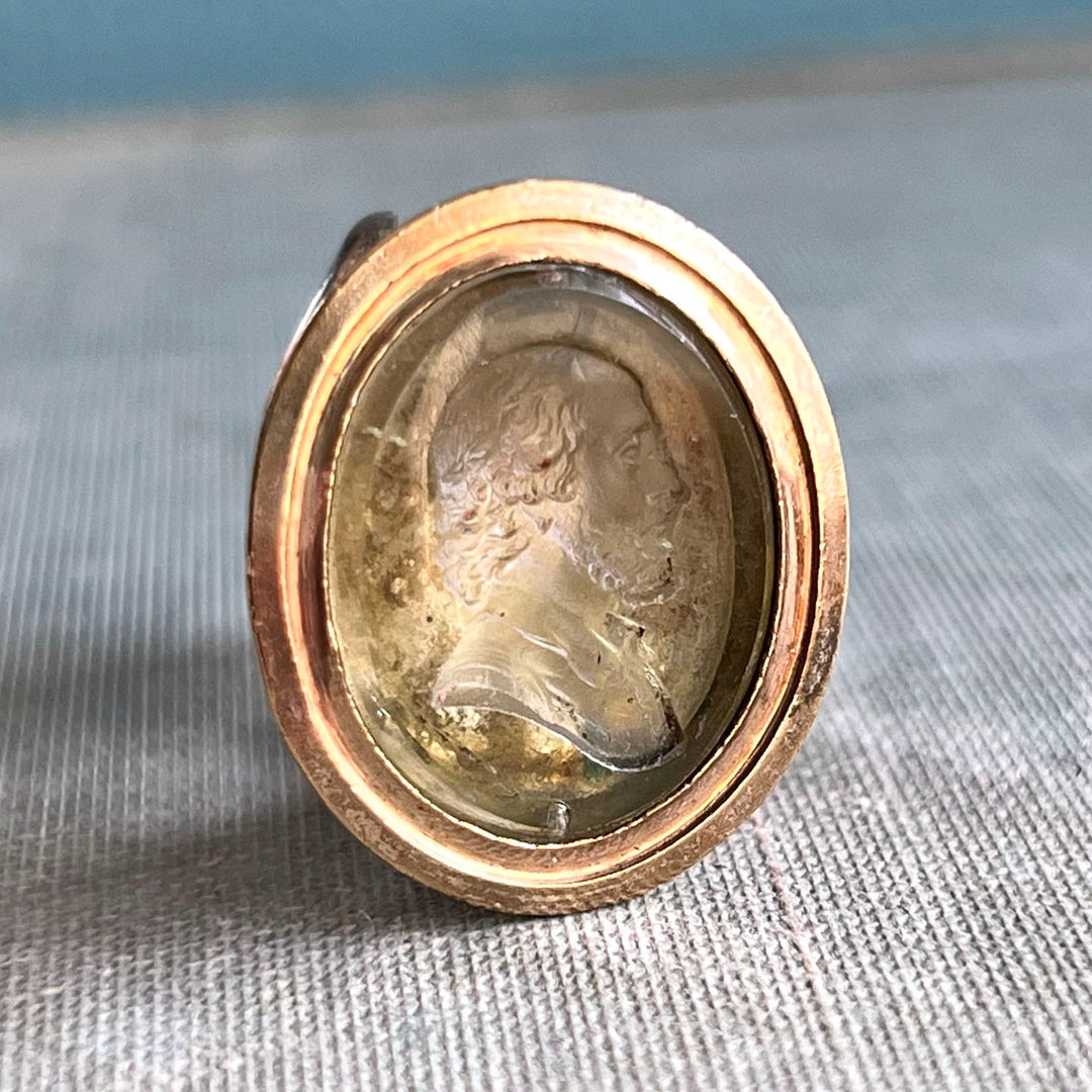 Antique Victorian Shakespeare rock crystal intaglio fob