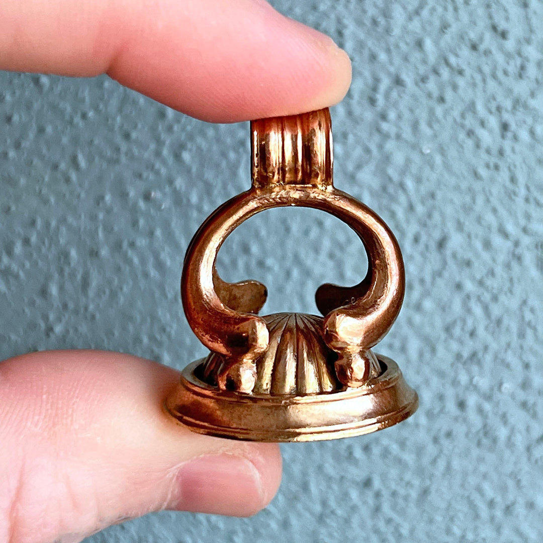 Antique carved crystal fob with portrait