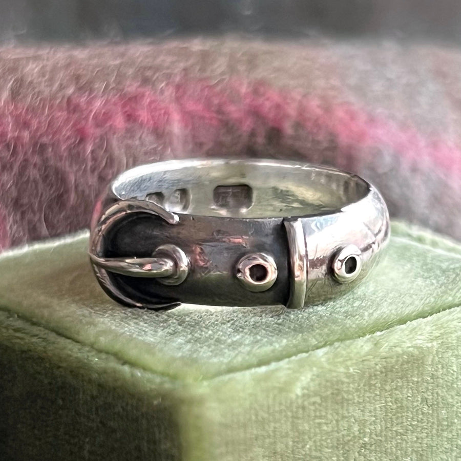Victorian buckle motif ring in sterling silver Birmingham hallmarked