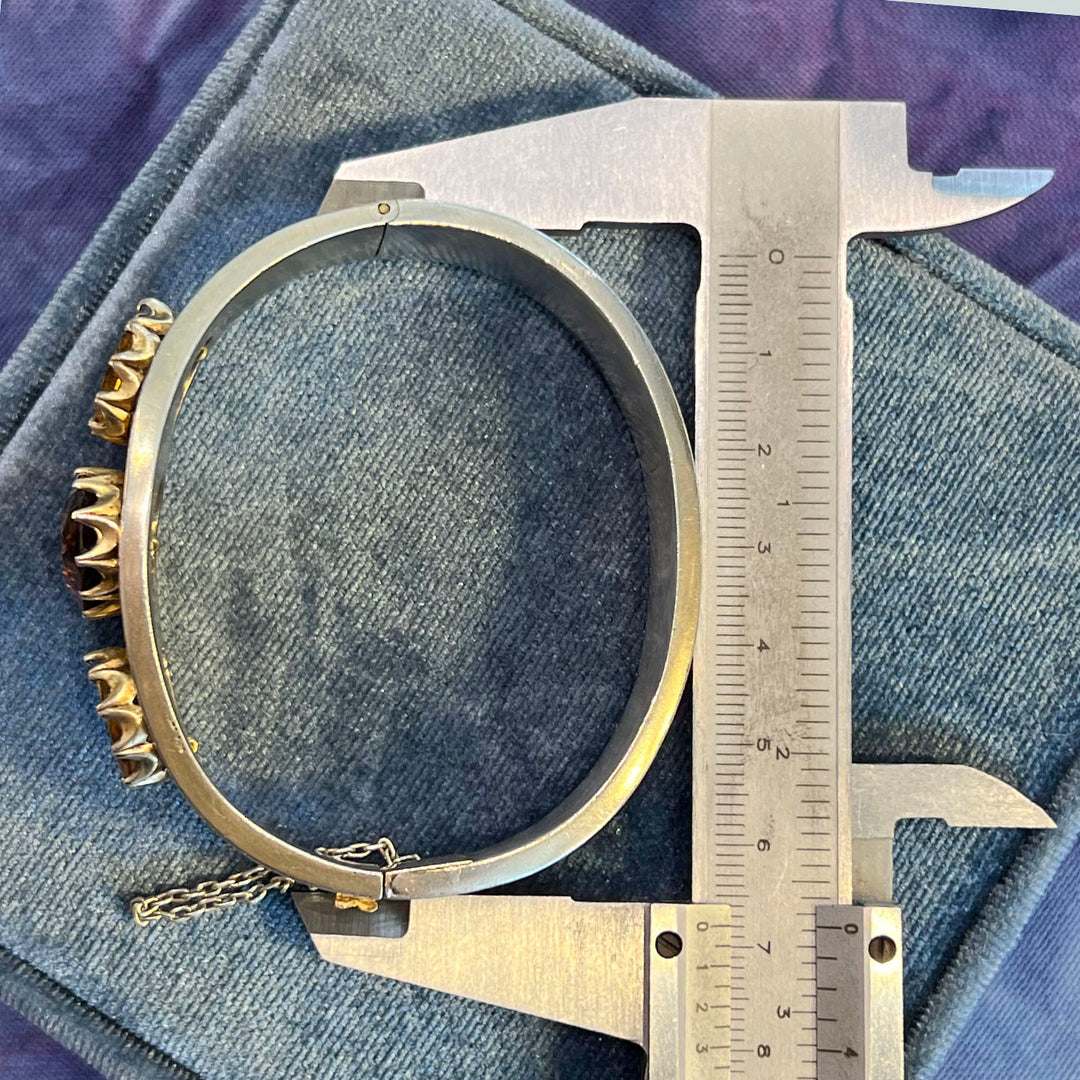 Antique Victorian Silver Engraved Citrine Bangle c.1870