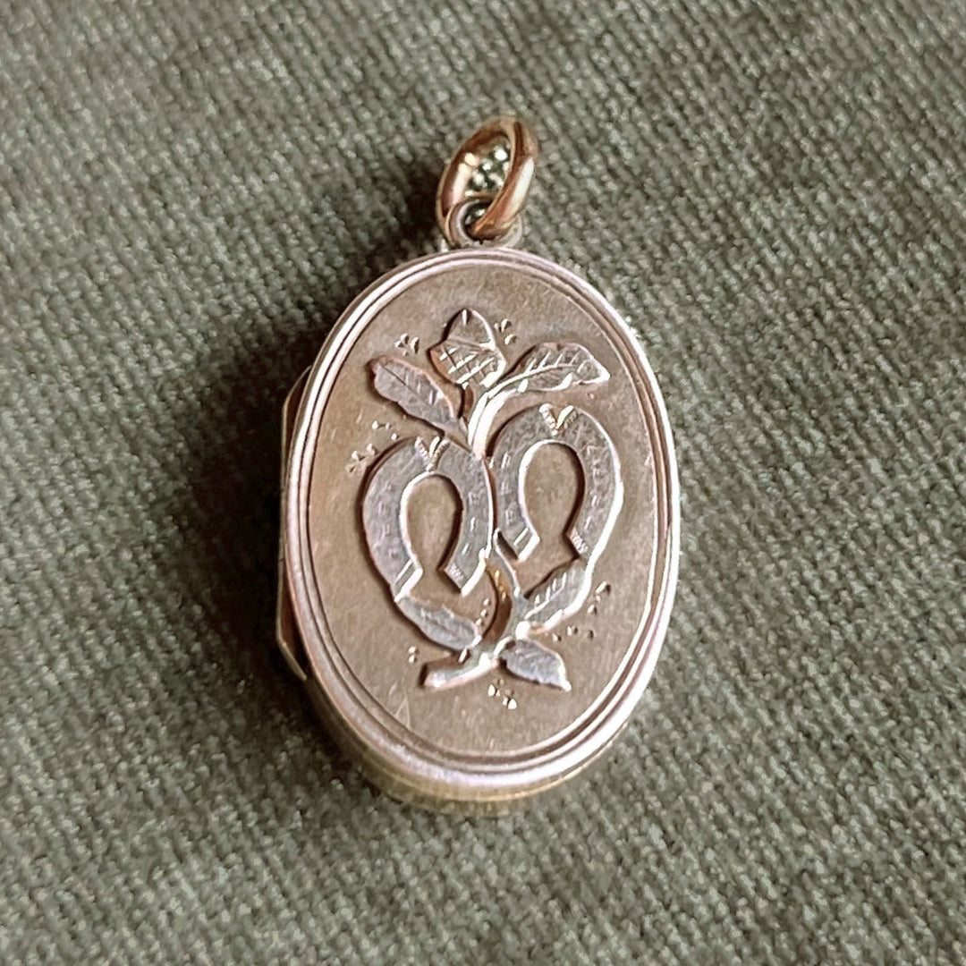 Antique Victorian Silver Gilt Horseshoe Locket, Birmingham 1903