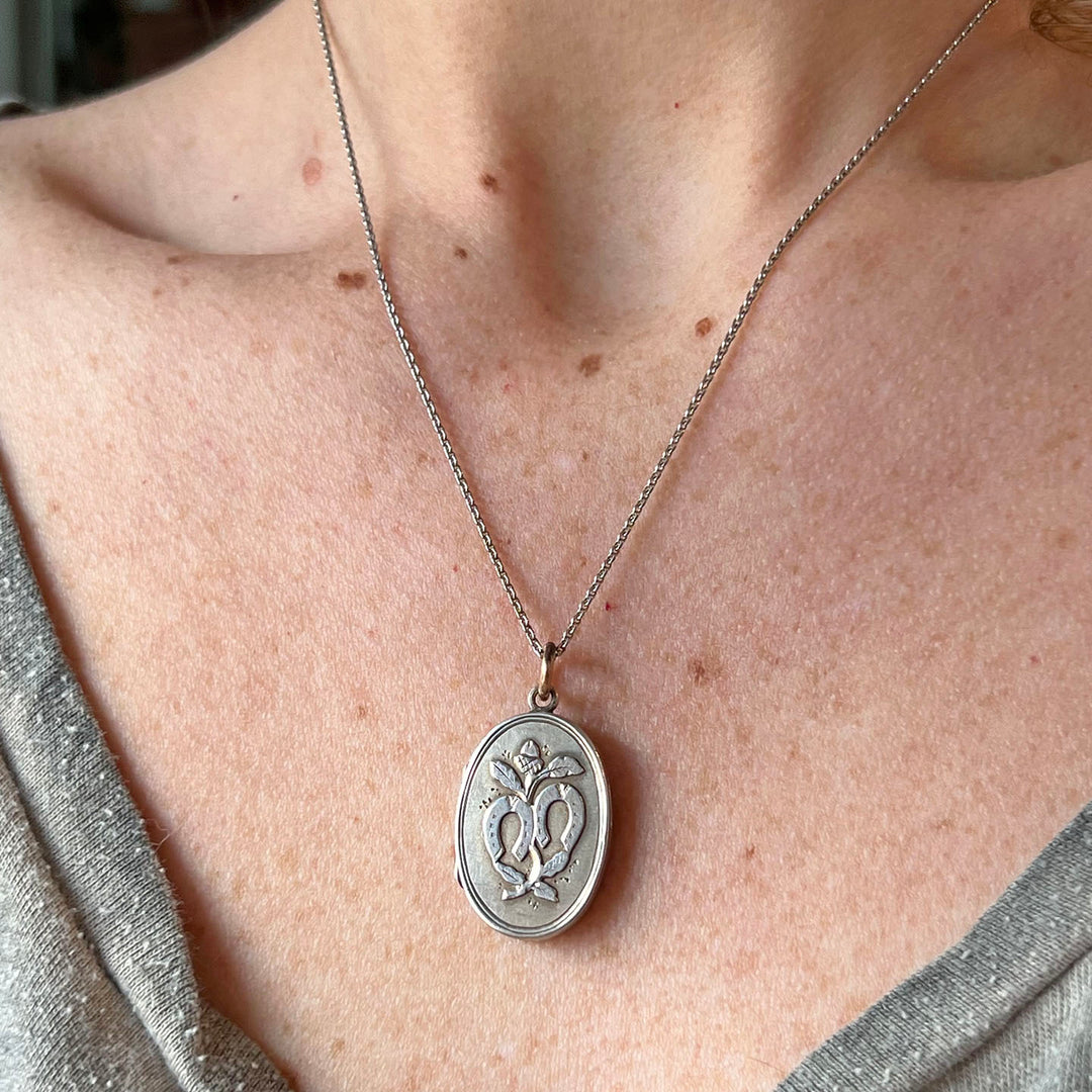 Antique Victorian Silver Gilt Horseshoe Locket, Birmingham 1903