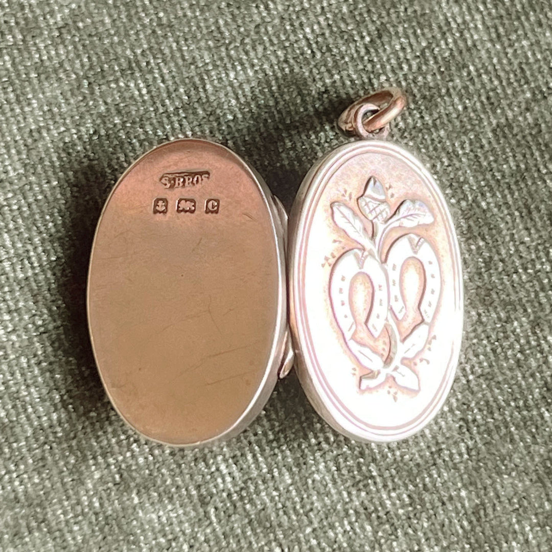 Antique Victorian Silver Gilt Horseshoe Locket, Birmingham 1903