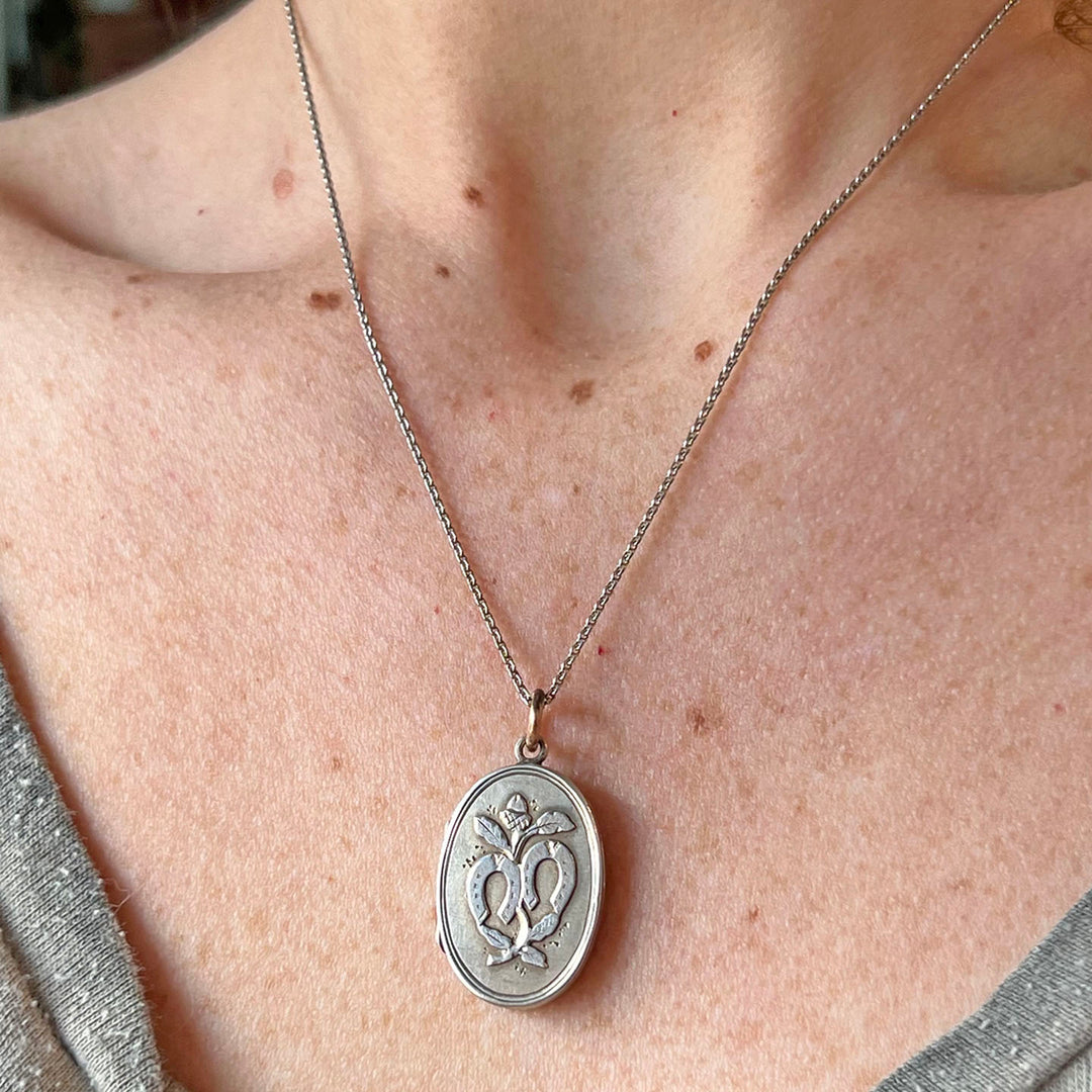 Antique Victorian Silver Gilt Horseshoe Locket, Birmingham 1903