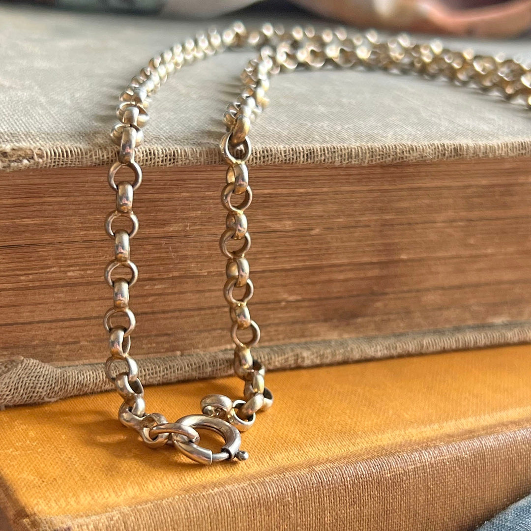 Antique Victorian Silver Gilt Link Chain Necklace, English Jewelry, circa 1900